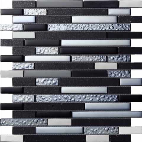 Мозайка Quartz Black 30x30 - Стъклено-каменни