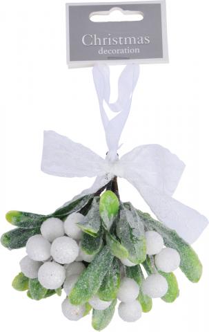 Коледна висулка Клонче 
10х10х10см, бяло, снимка 2 - Коледни изкуствени цветя