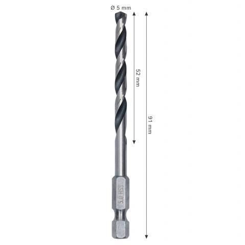 Свредло Bosch Metal HSS HEX 5х52x91 мм, снимка 2 - Свредла за метал