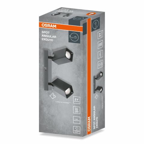 Спот двойка ANGULAR GU10 черен OSRAM, снимка 2 - Спотове