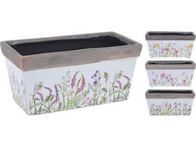 Керамично сандъче Цветя 20.8х10.5х10см - Керамични и дървени сандъчета