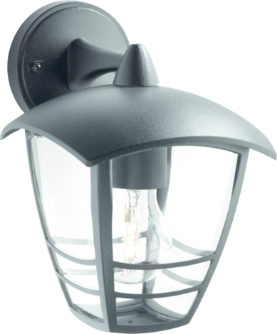 Градиснка лампа Крийк, черна, горен носач, E27, 1х60W, IP44, - Градински лампи