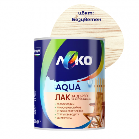 Леко Aqua лак за дърво Безцветен 0.6л - Акрилатни лазурни лакове
