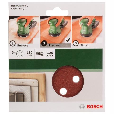 Шкурки Bosch ф115 мм G120 дърво 5 бр., снимка 2 - Шкурка на брой