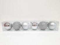 Коледни топки 6бр х 8см сиви