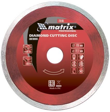 Диск диамантен за мокро рязане, непрекъснат ръб 125х22,2 mm. MTX - Диамантени дискове