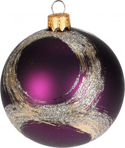 Коледна топка 6см, 
с листа, лилава, 
стъклена,
ръчна изработка, снимка 5 - Коледа