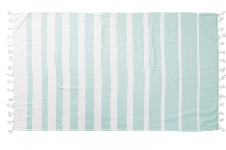 Плажна кърпа пещемал с райе 90х160 ментово зелена - Хавлии и халати
