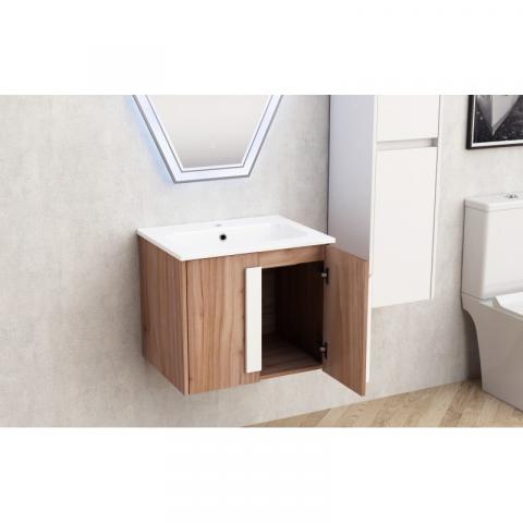 Шкаф за баня Анелия дървесен декор, снимка 3 - Мебели за баня