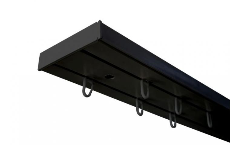 Двоен PVC корниз с аксесоари 210 см черен, снимка 2 - Пластмасови корнизи