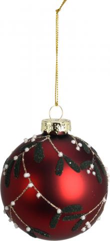 Коледна топка 8см с дизайн листа, стъклена, снимка 3 - Коледа