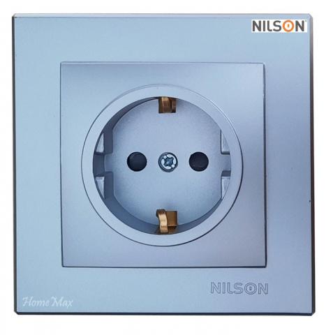 Контакт единичен с ДЗ сив алуминий Alegra - Ключове и контакти