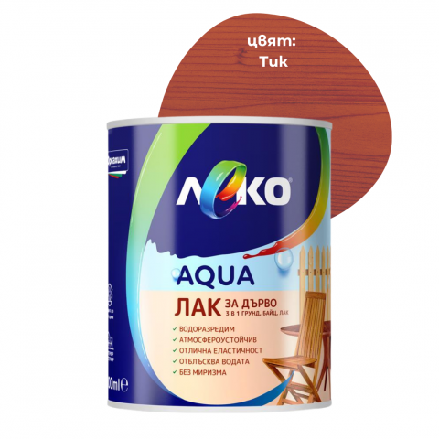 Леко Aqua лак за дърво Тик 0.6л - Акрилатни лазурни лакове