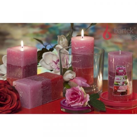 Свещ колона 3 аромат, 70х140 божур/магнолия/роза - Свещи