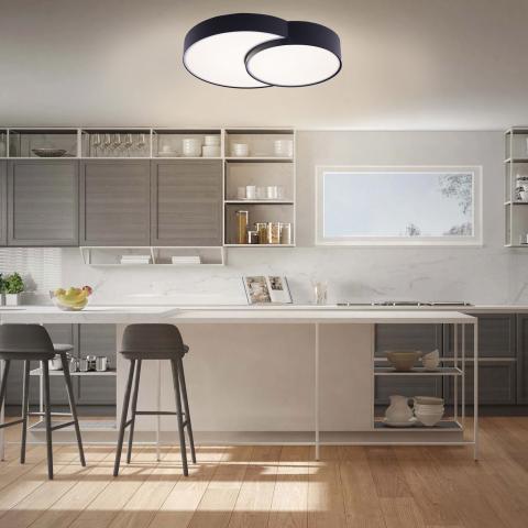 LED плафон PEBBLE 35W 2165lm, 3000-4000-6000K, черен, снимка 3 - Плафони