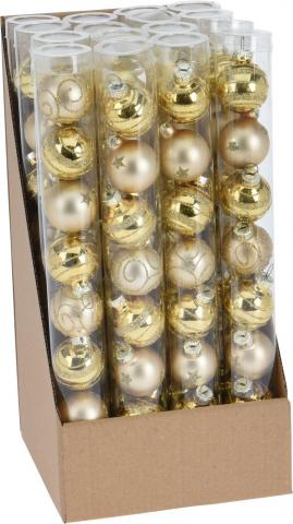 Коледни топки-сет 8х3см, 
златни, стъклени, снимка 2 - Коледа