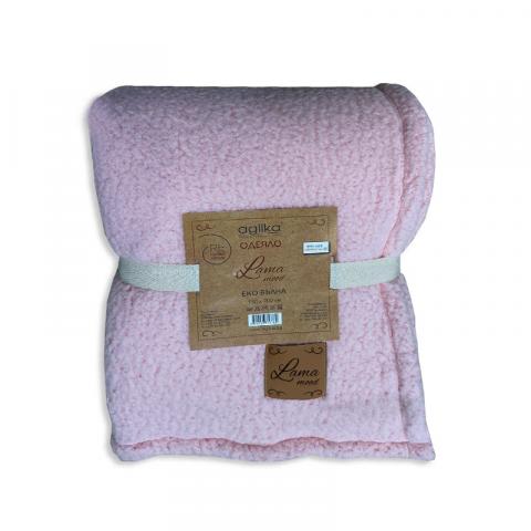 Одеяло Лама шоколад/розов 150/200 см., снимка 2 - Одеяла