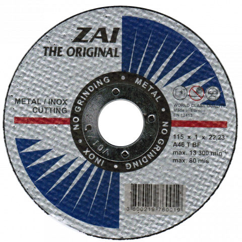 Комплект абразивен диск Инокс 5 бр. ЗАИ 115х1х22,2 - Дискове за рязане на метал
