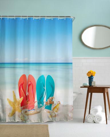 Завеса за баня 180х200см 3D, снимка 2 - Текстилни завеси