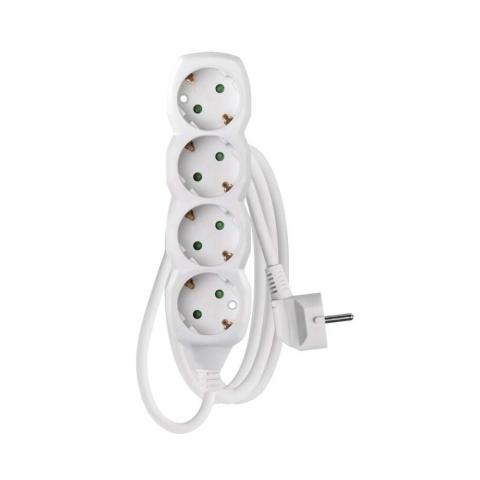 Разклонител 4x2P+E Schuko, кабел 1.5 м/1,5мм2, бял, Emos - Разклонители без защита