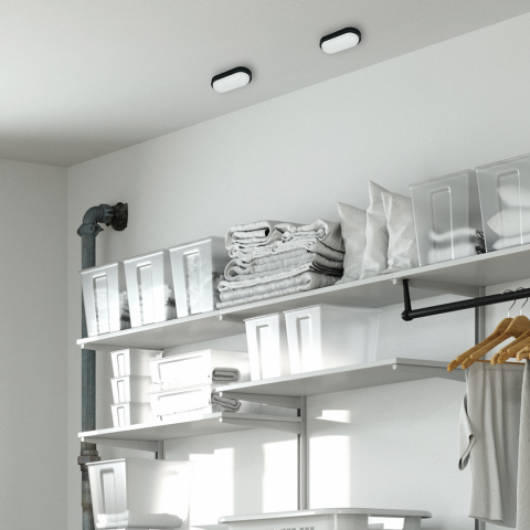 LED плафон DAVO Oval 8W 720LM 4000K IP64 черен, снимка 5 - Градински лампи