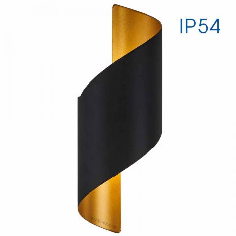 LED фасаден аплик APOLLO 230V 2x5W 4000К IP54 черно/злато, снимка 6 - Градински лампи