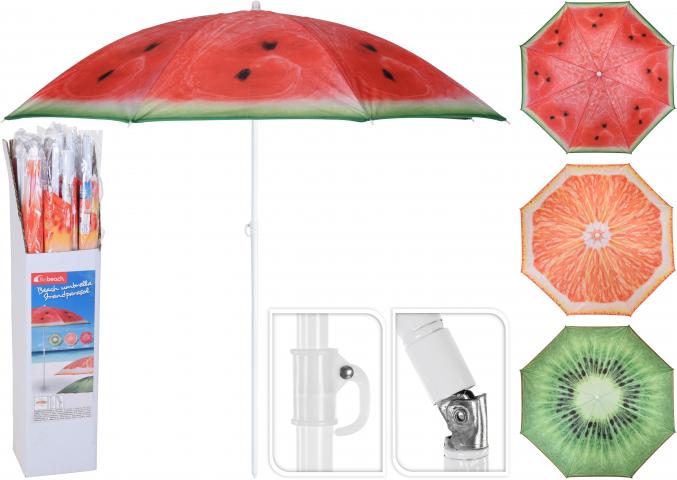 Плажен чадър ф176см различни плодови десени - Плажни чадъри