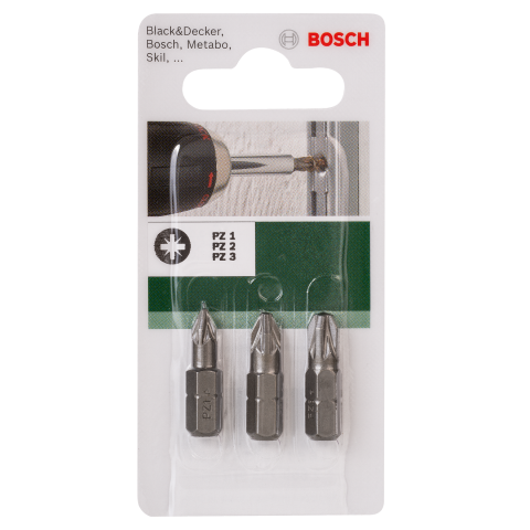 Комплект битове Bosch PZ 3 бр. 25мм - Битове