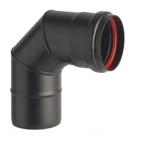 Кюнец за пелетна камина ф80 коляно 90 мат черен - Кюнци за камини и печки