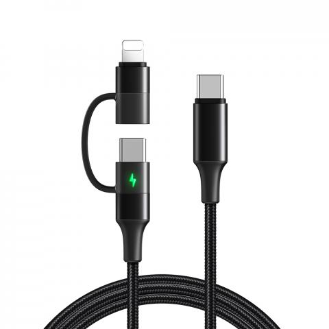 Кабел Xmart 2 в 1 USB Type-C с преходник към Apple Lightning - Аксесоари за мобилни устройства