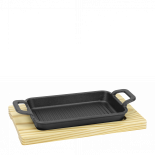 Чугунено плато на дървена подложка