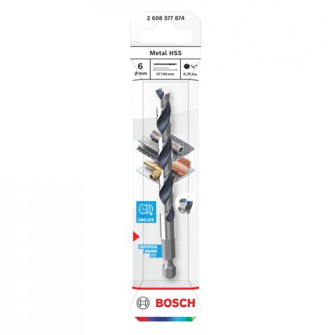 Свредло Bosch Metal HSS HEX 6х57x98 мм, снимка 3 - Свредла за метал