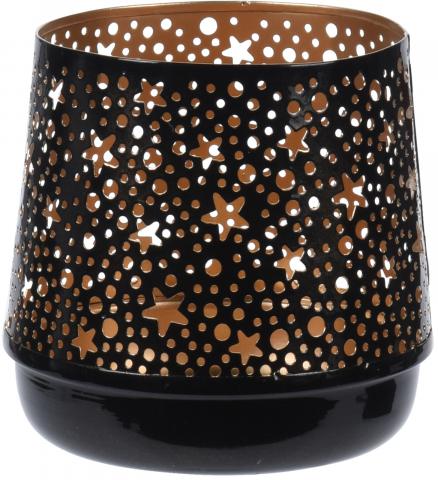 Свещник за чаени свещи " Звезди" 12 см черен - Свещи