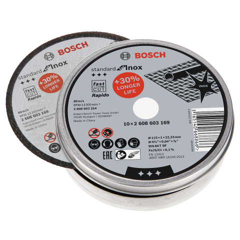 Комплект дискове Bosch за Inox 115 мм 10 бр., снимка 2 - Дискове за рязане на метал