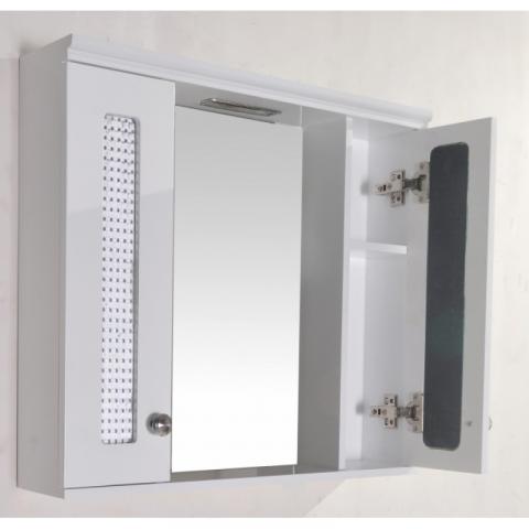 Огледален шкаф с LED осветление, бял, снимка 3 - Pvc