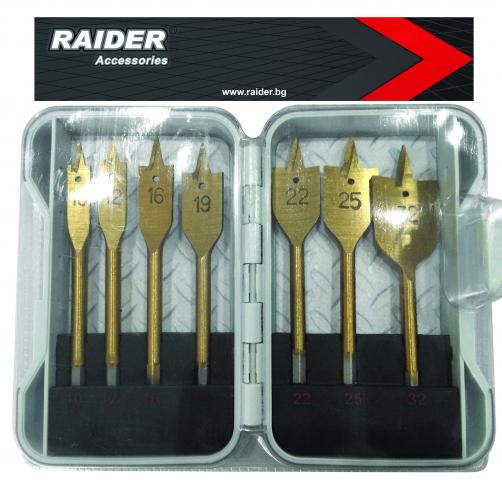 Свредла за дърво Raider плоски 1/4" hex 7 бр. - Свредла за дърво