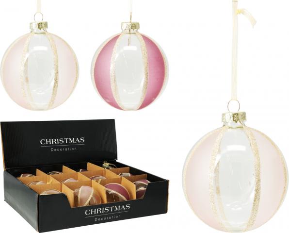 Стъклена коледна топка 8 см 2 дизайна - Коледа