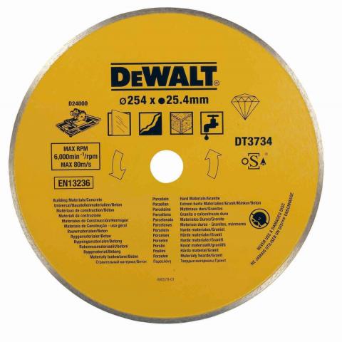 Диамантен диск за мокро рязане на керамика DeWalt 250 мм - Диамантени дискове