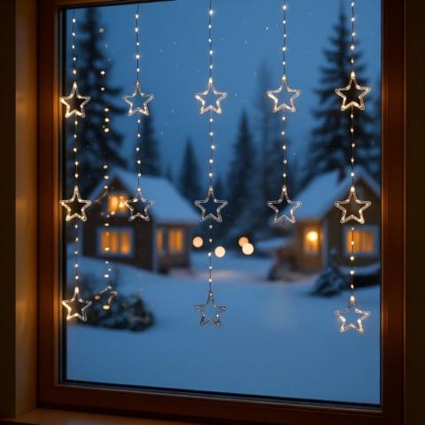 Светлинна завеса със звезди MICRO 235LED 120х120см, снимка 3 - Светеща мрежа/завеса