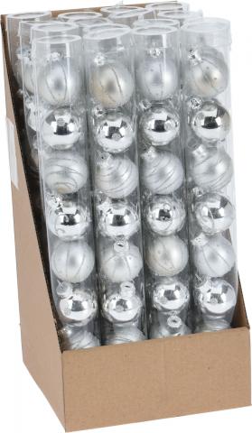 Коледни топки-сет 8х3см, 
сребърни, стъклени, снимка 2 - Коледа