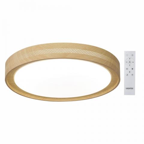 LED плафон CALIFORNIA max.72W 3000K-4000K-6500K 6000lm 220V димируем с дистанционно Ф500mm x H70mm светло дърво - Плафони