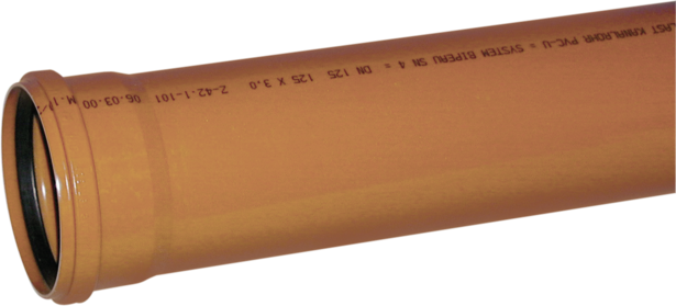 PVC-U тръба с муфа 110 мм/2.2 мм, дължина 265 см - Тръби и фитинги