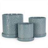 Керамична саксия с подложка 16х16х16 см синя