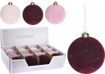 Стъклена коледна топка 8 см кадифе