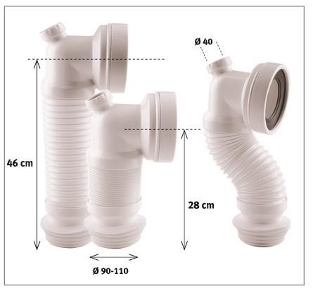 Гофриран маншон за WС, с коляно 90, ф40 - Инсталация на керамика