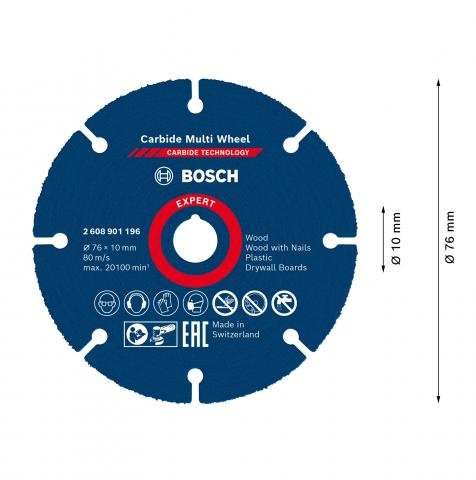 Карбиден Мултидиск Bosch 76х10 мм, снимка 3 - Дискове за други материали
