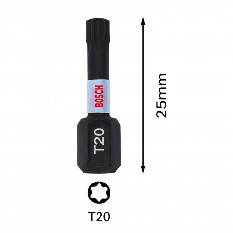 Комплект битове Impact Control T20 25 мм Bosch 2 бр, снимка 3 - Битове