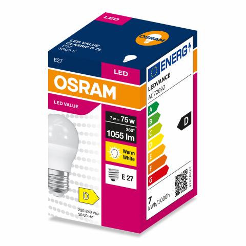 LED крушка OSRAM CLP75 E27 1055lm 3000K 7W, снимка 4 - Лед крушки е27