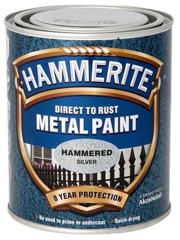 Боя за метал Hammerite 0.75л, сребро хамър ефект - Бои 3в1