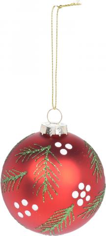 Стъклена топка с борово клонче, снимка 3 - Коледа